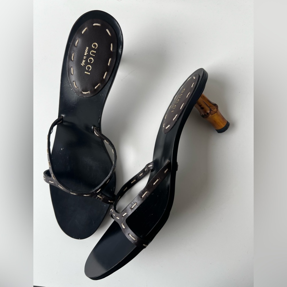 Vintage Gucci Bamboo Heel Sandals - size 38.5